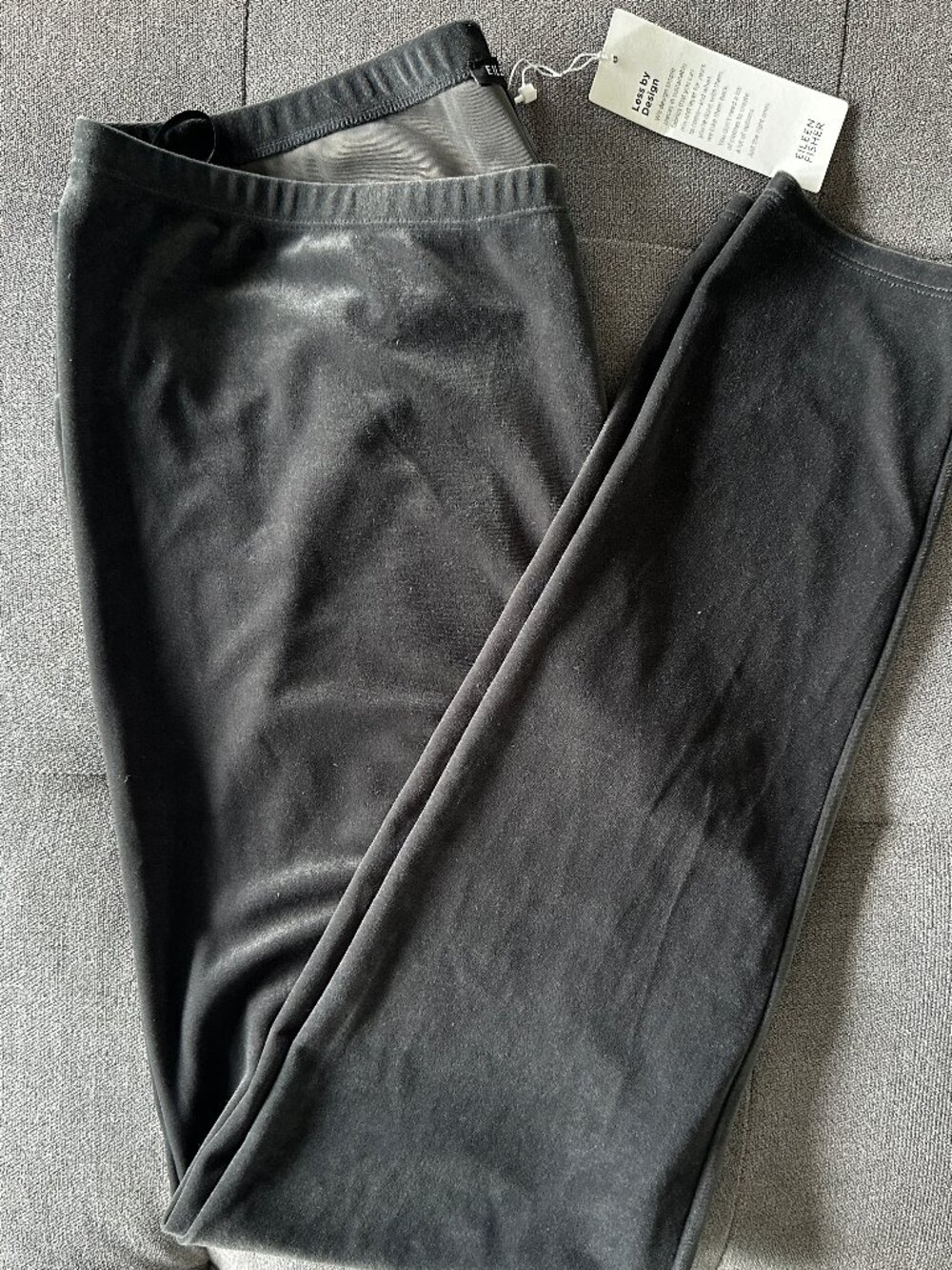NEW Eileen Fisher Velour Pants Skinny Fit Ankle Dark Gray Velvet Womens Large